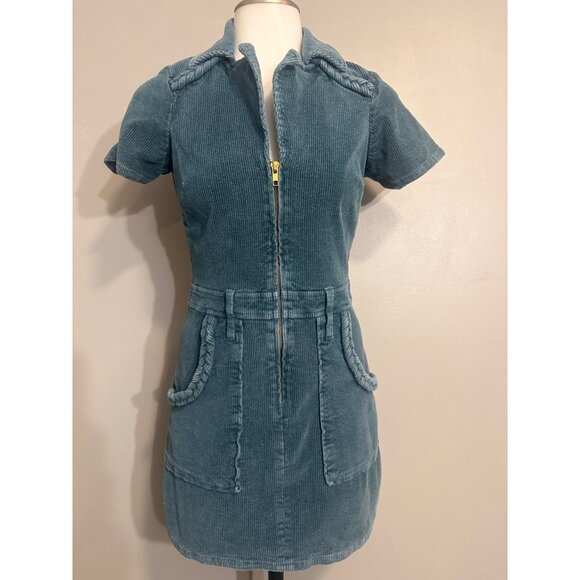 Show me your Mumu Jade  Outlaw Corduroy Mini Dress Large - Picture 2 of 13